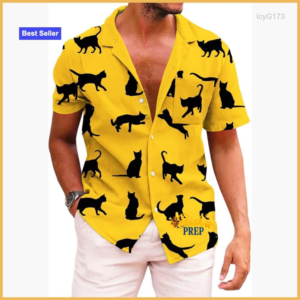 Men's Hawaiian Button-Down Shirt Short Sleeve Tropical Vacation Beach